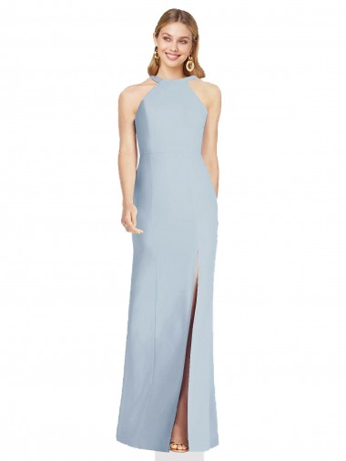 Melhores Sem Mangas Azul Céu Claro Sem encosto Trombeta Cabeçada Vestidos de Madrinha / Vestidos de Noite