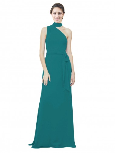 Melhores Sem Mangas Caçador Verde Linha A Um Ombro Vestidos de Madrinha