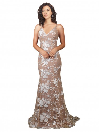 Melhores Sem Mangas Champanhe Abrir de volta Sereia Decote V Vestidos de Noiva