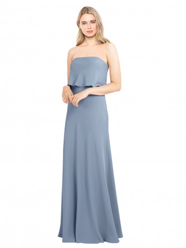 Melhores Sem Mangas Fumo Azul Bainha Decote Alto Vestidos de Madrinha / Vestidos de Noite / Vestidos de Festa