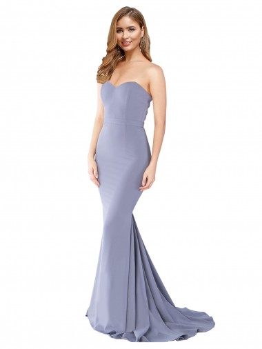 Melhores Sem Mangas Fumo Azul Lombar Sereia Amor Vestidos de Madrinha / Vestidos de Noite / Vestidos de Festa