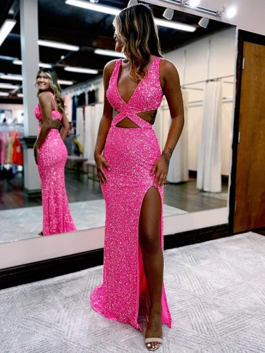Melhores Sem Mangas Bainha Decote V Vestido de Festa / Vestido de Madrinha