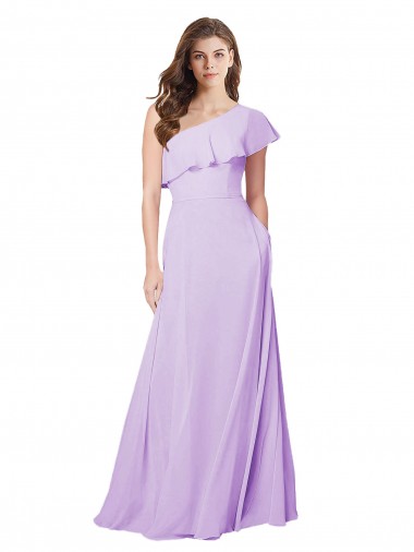 Melhores Sem Mangas Lilás Linha A Um Ombro Vestido de Festa / Vestido de Madrinha