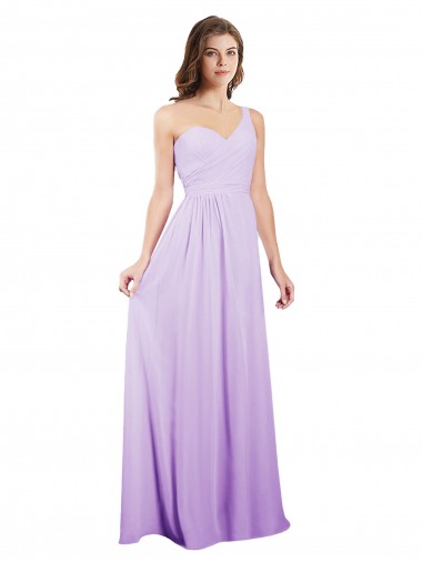 Melhores Sem Mangas Lilás Linha A Um Ombro Vestidos de Festa / Vestidos de Madrinha
