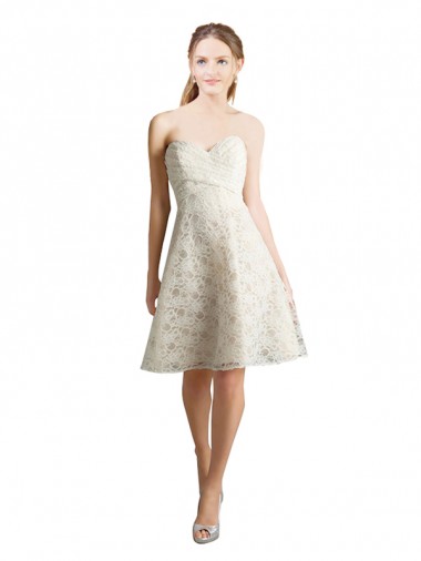 Melhores Sem Mangas Marfim & Champanhe Linha A Amor Vestidos de Madrinha / Vestidos de Cocktail