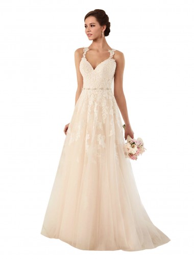 Melhores Sem Mangas Marfim Linha A Amor Vestido de Noiva