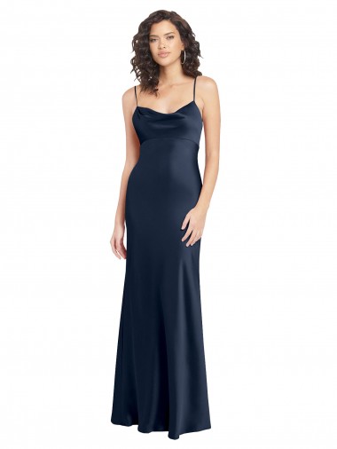 Melhores Sem Mangas Marinha Negra Abrir de volta Linha A Decote Capuz Vestidos de Madrinha / Vestidos de Noite / Vestidos de Festa