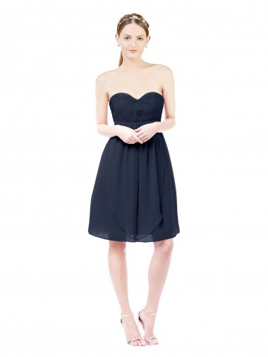 Melhores Sem Mangas Marinha Negra Abrir de volta Linha A Amor Vestidos de Madrinha / Vestidos de Cocktail