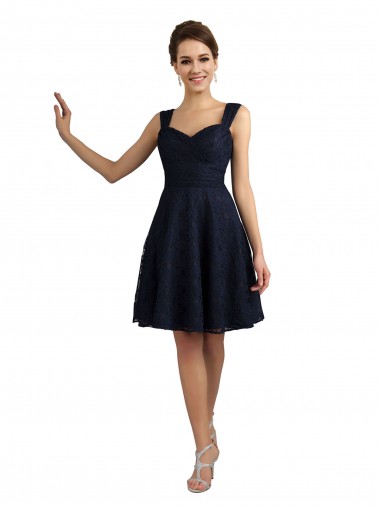 Melhores Sem Mangas Marinha Negra Linha A Amor Vestidos de Madrinha / Vestidos de Cocktail