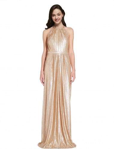 Melhores Sem Mangas Ouro Bainha Cabeçada Vestidos de Madrinha / Vestidos de Noite / Vestidos de Festa