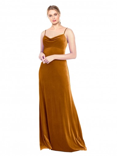 Melhores Sem Mangas Ouro Linha A Alças finas Vestidos de Madrinha / Vestidos de Festa
