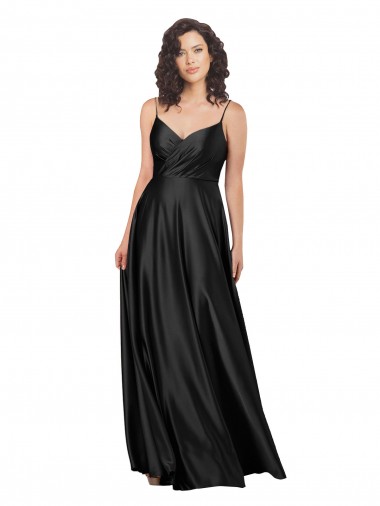 Melhores Sem Mangas Preto Lombar Linha A Decote V Vestidos de Madrinha / Vestidos de Noite / Vestidos de Festa