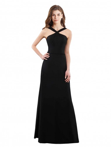 Melhores Sem Mangas Preto Abrir de volta Linha A Cabeçada Vestidos de Festa / Vestidos de Madrinha