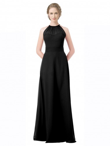 Melhores Sem Mangas Preto Linha A Cabeçada Vestido de Festa / Vestido de Madrinha