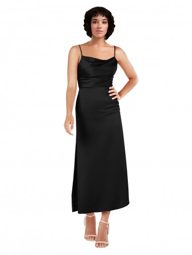 Melhores Sem Mangas Preto Linha A Alças finas Vestidos de Madrinha / Vestidos de Noite / Vestidos de Festa
