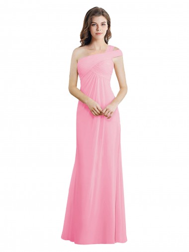 Melhores Sem Mangas Quase Rosa Linha A Um Ombro Vestidos de Madrinha