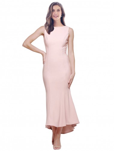 Melhores Sem Mangas Rosa Lombar Bainha Decote Alto Vestidos de Madrinha / Vestidos de Noite / Vestidos de Festa / Vestidos de Cocktail