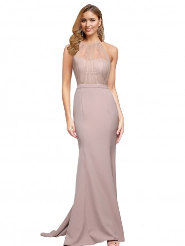 Melhores Sem Mangas Rosa Empoeirado Bainha Amor Vestidos de Madrinha / Vestidos de Noite / Vestidos de Festa
