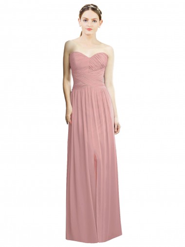 Melhores Sem Mangas Rosa Empoeirado Linha A Amor Vestidos de Madrinha / Vestidos de Noite