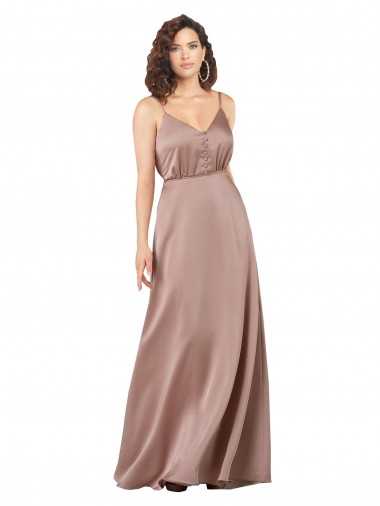 Melhores Sem Mangas Rosa Empoeirado Linha A Decote V Vestidos de Madrinha / Vestidos de Noite