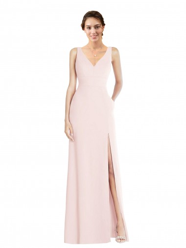 Melhores Sem Mangas Rosa Lombar Linha A Decote V Vestidos de Madrinha / Vestidos de Festa