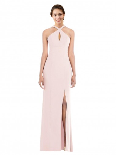 Melhores Sem Mangas Rosa Lombar Trombeta Cabeçada Vestidos de Madrinha / Vestidos de Noite / Vestidos de Festa