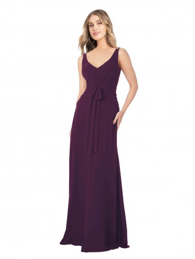 Melhores Sem Mangas Uva Linha A Decote V Vestido de Madrinha / Vestido Formais