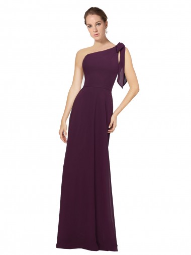 Melhores Sem Mangas Uva Linha A Um Ombro Vestidos Formais / Vestidos de Madrinha
