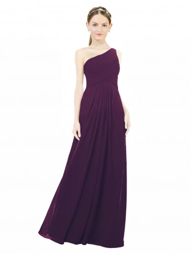 Melhores Sem Mangas Uva Linha A Um Ombro Vestido Formais / Vestido de Madrinha