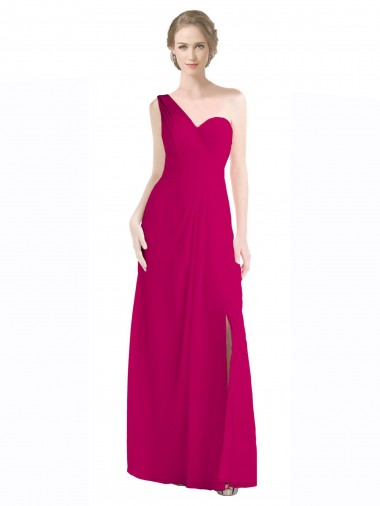 Melhores Sem Mangas Vermelho 16# Linha A Um Ombro Vestidos de Madrinha