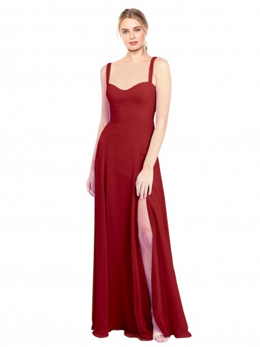 Melhores Sem Mangas Vermelho Linha A Amor Vestidos de Madrinha