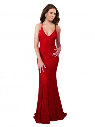Melhores Sem Mangas Vermelho Lombar Sereia Decote V Vestidos de Madrinha / Vestidos de Noite / Vestidos de Baile