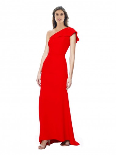 Melhores Sem Mangas Vermelho Sereia Um Ombro Vestidos de Noite