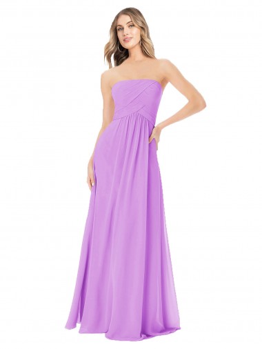 Melhores Sem Mangas Violeta Linha A Sem alças Vestidos de Madrinha